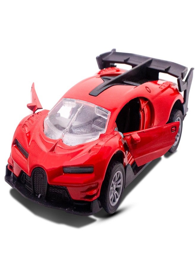 Toy Cloud 1:32 Bugatti Die Cast Metal Car Dashboard Toys Scale Model with Opening Doors Pull Back Cars Toys for 5 12 Years Kids Model Racing Kar Toy - Red - Image 2